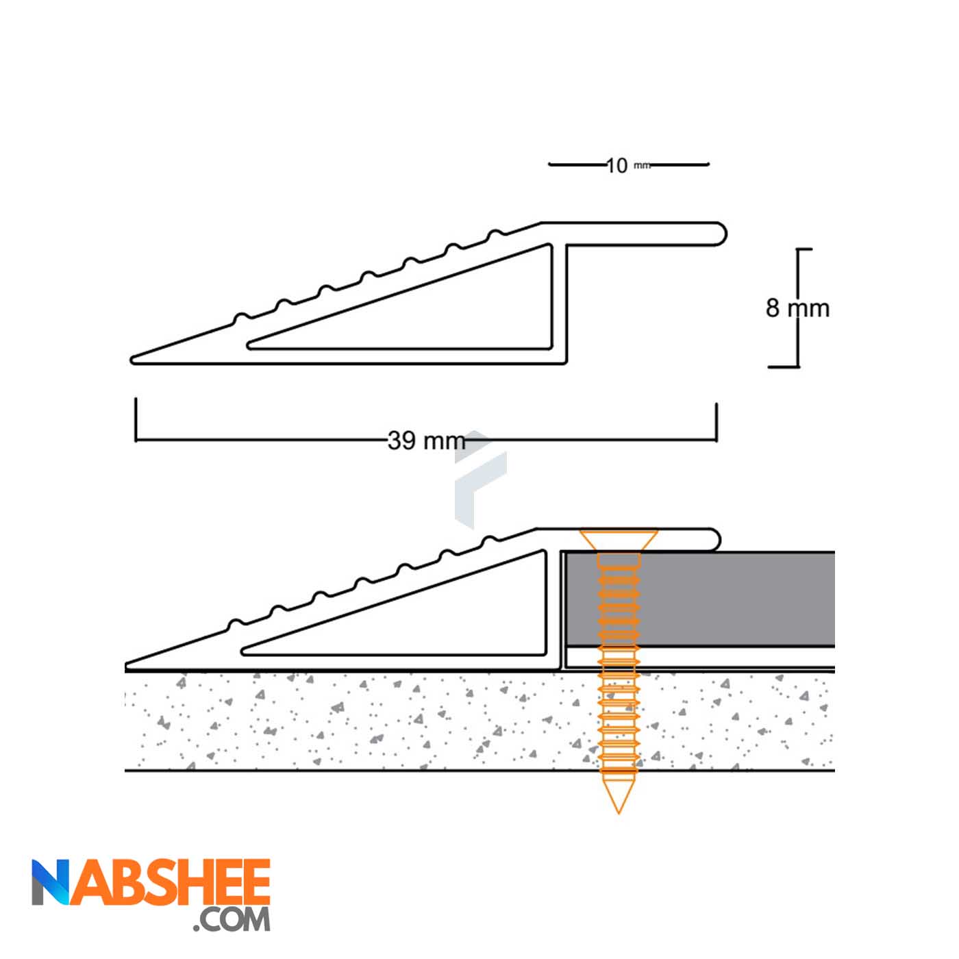 پروفیل آلومینیومی شیبدار مثلثی ارتفاع 8 میل کد A3 نقره ای