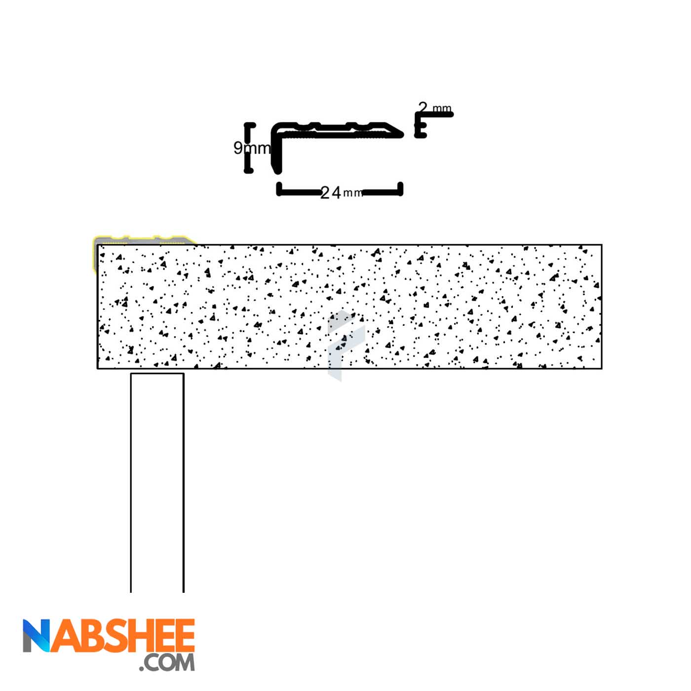 پروفیل آلومینیومی نبشی دور کد A12 نقره ای