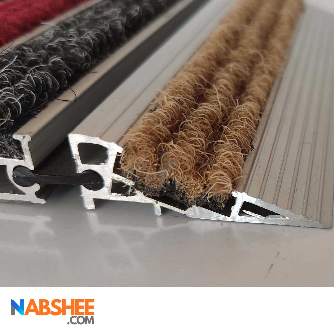 پروفیل آلومینیومی شیبدار 2 سانتی موکت خور کد A8 نقره ای