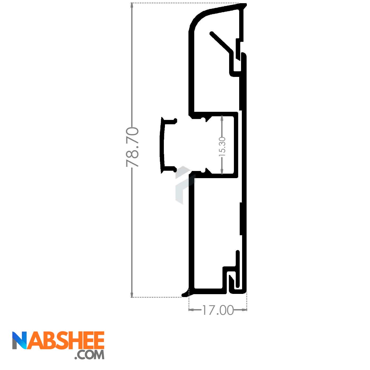 قرنیز آلومینیومی 8 سانتی با شیار LED کد LS8 نقره ای