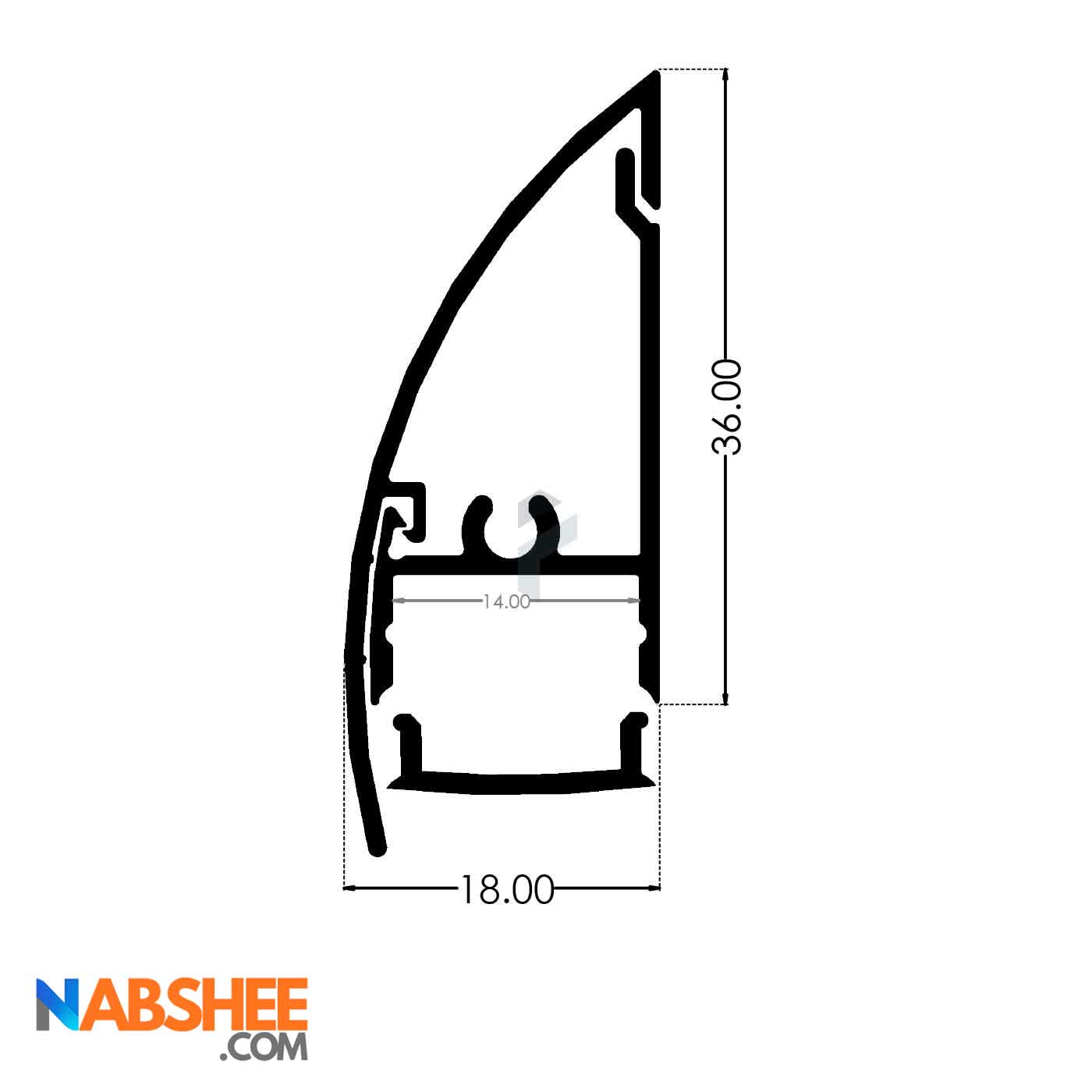 قرنیز آلومینیومی قوس دار 4 سانتی با شیار LED کد LS4 نقره ای