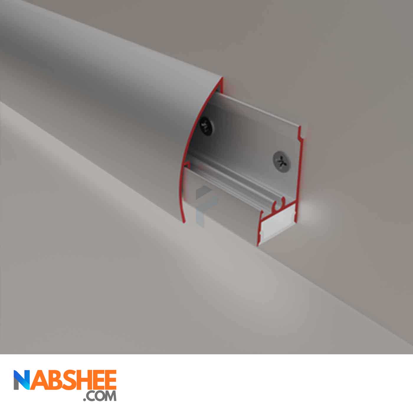 قرنیز آلومینیومی قوس دار 4 سانتی با شیار LED کد LS4 نقره ای