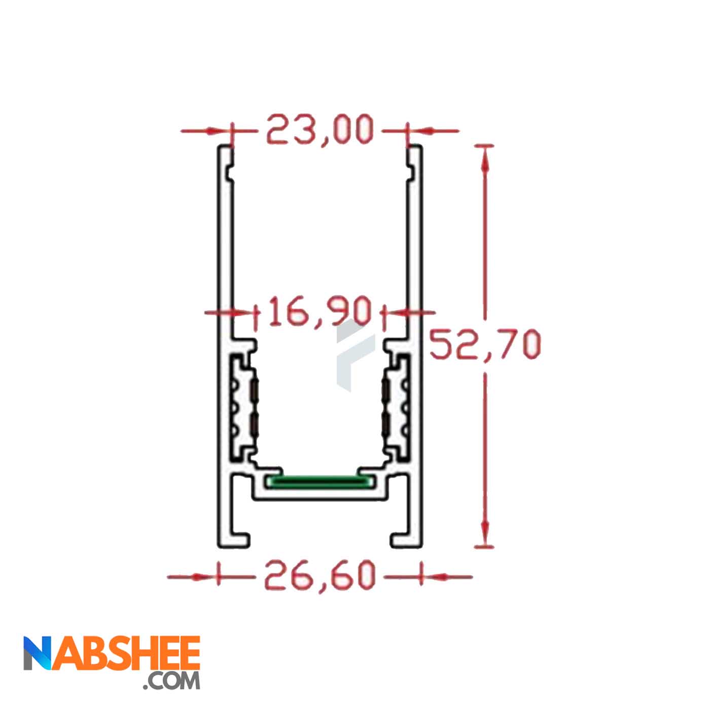 پروفیل ریل مگنتی آلومینیومی 2/5 سانتی روکار کد M25 مشکی