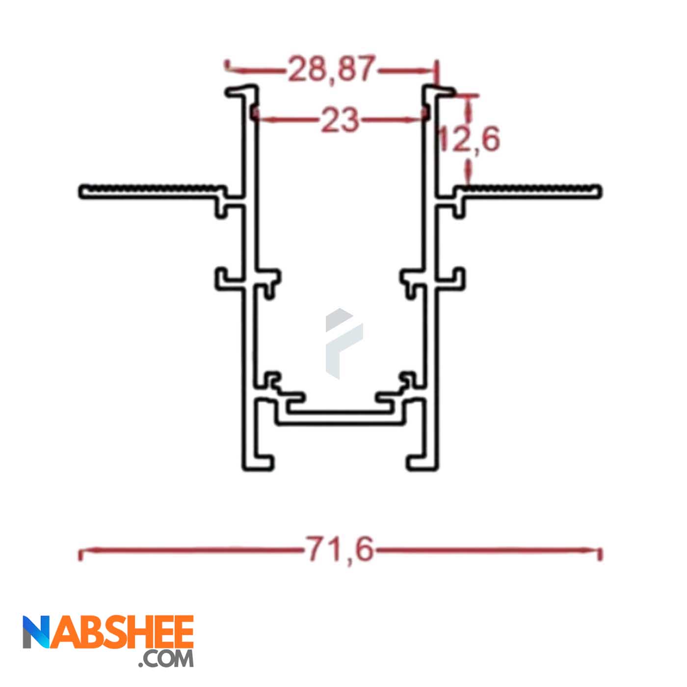 پروفیل ریل مگنتی آلومینیومی 2/5 سانتی توکار کد MR25 مشکی