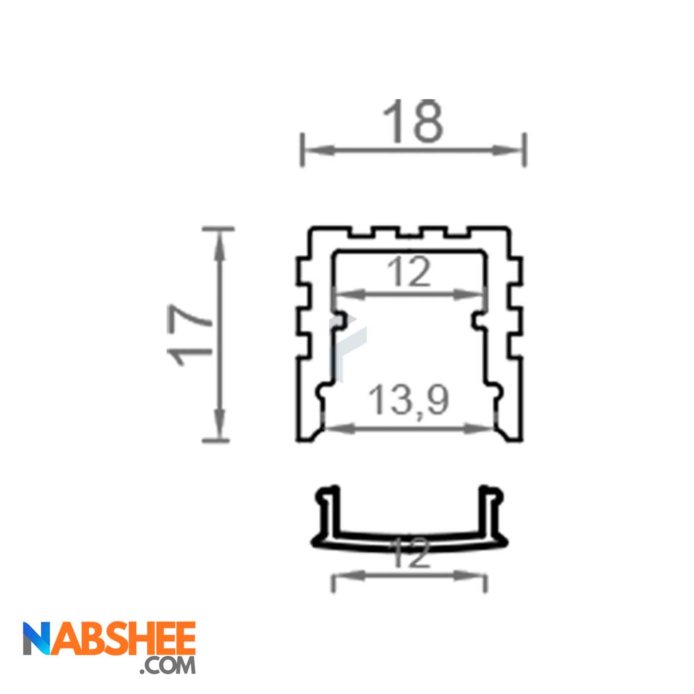 پروفیل نور خطی آلومینیومی 2 سانتی بدون لبه کد L23 نقره ای + دیفیوزر رایگان