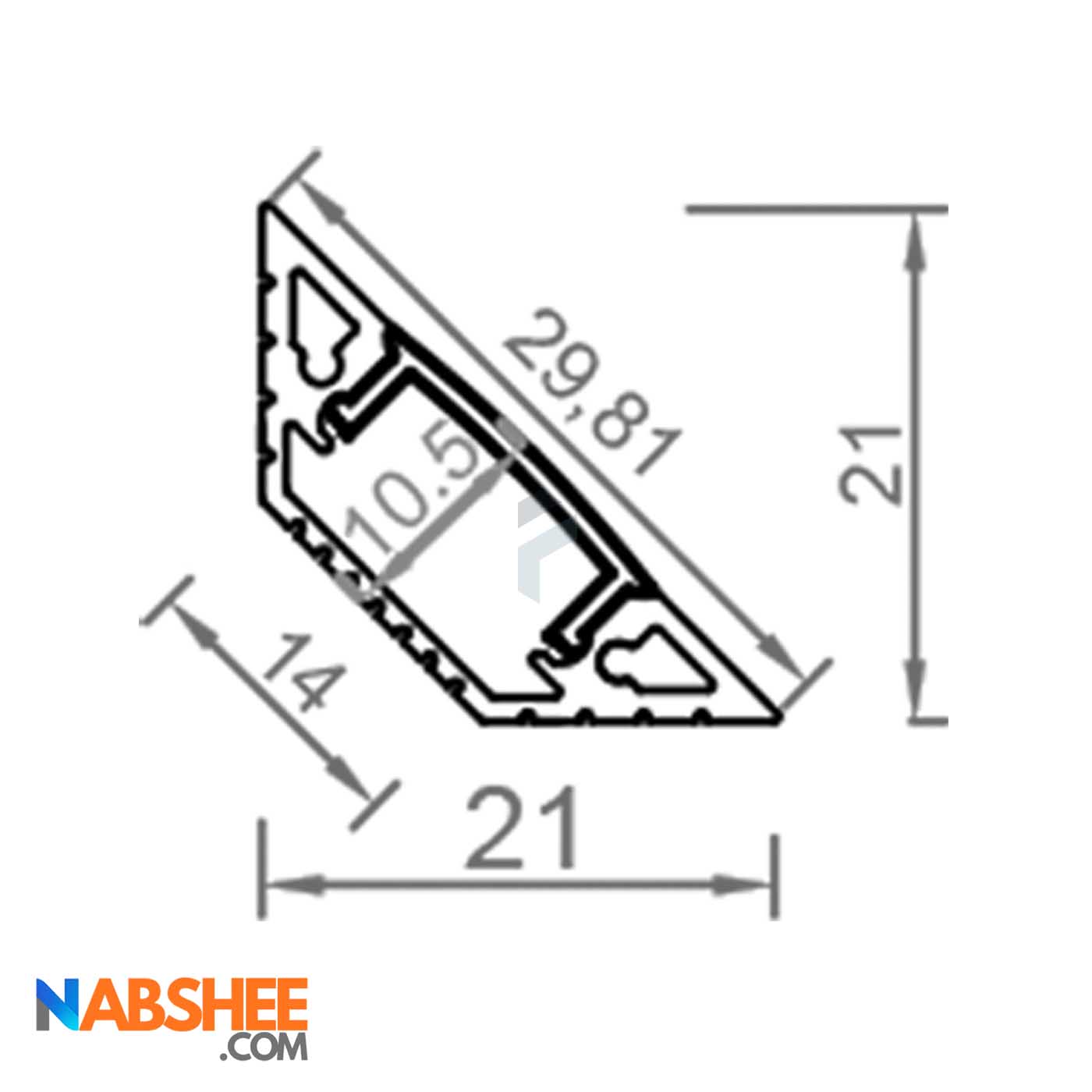 پروفیل نور خطی آلومینیومی کنج کد L21B مشکی + دیفیوزر رایگان