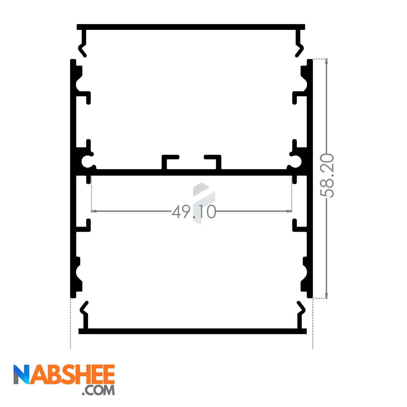 پروفیل نور خطی آلومینیومی دو طرفه 58 میل کد L58B مشکی + دیفیوزر رایگان