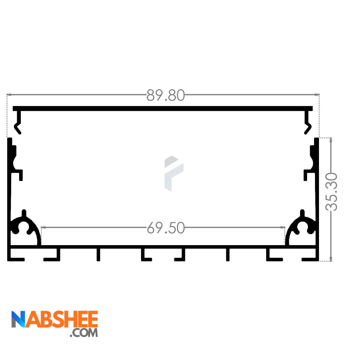 پروفیل نور خطی آلومینیومی 8 سانتی کد L8835 مشکی + دیفیوزر رایگان